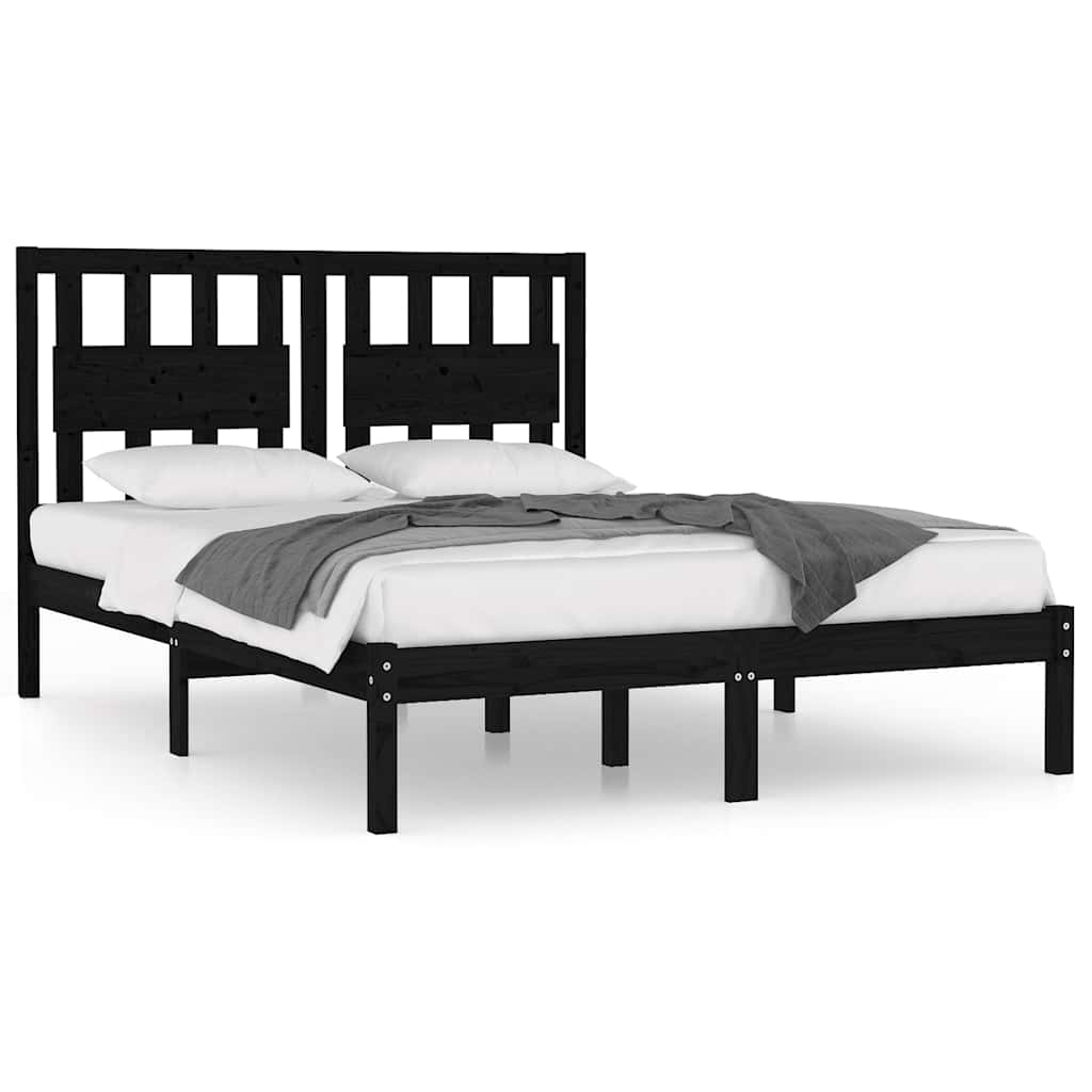 Okvir za krevet od masivne borovine crni 200 x 200 cm