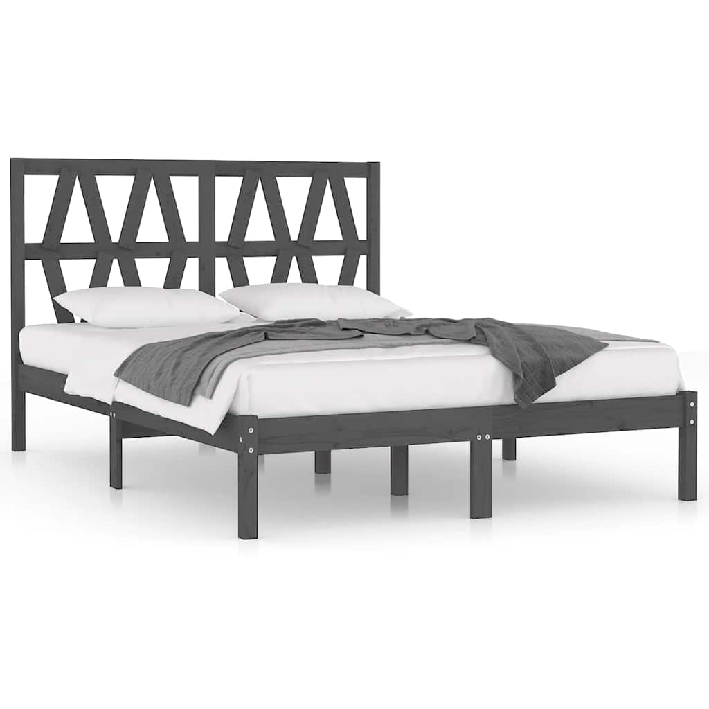 Okvir za krevet od masivne borovine sivi 200 x 200 cm