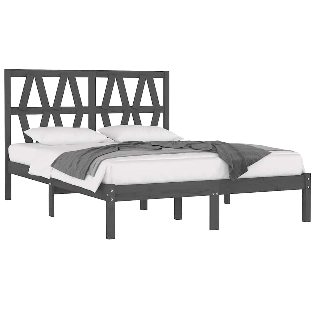 Okvir za krevet od masivne borovine sivi 200 x 200 cm