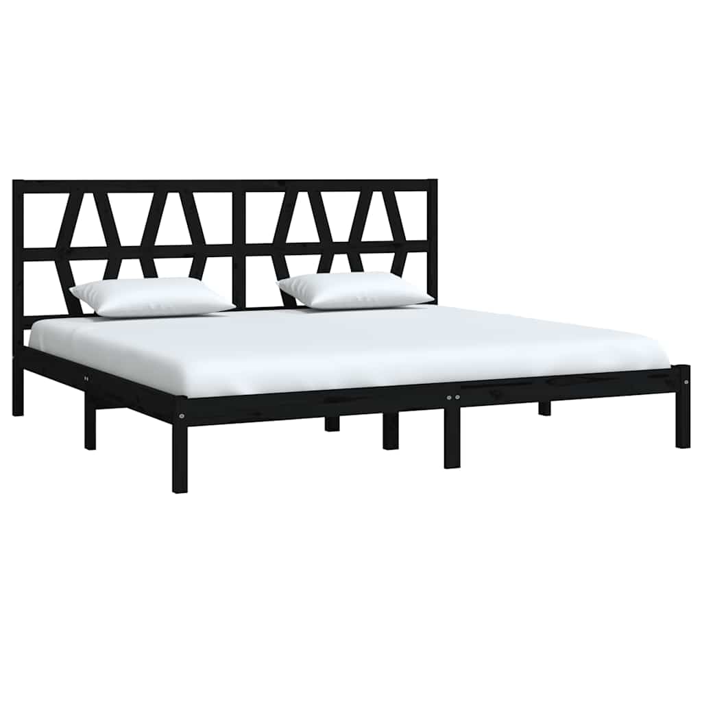 Okvir za krevet od masivne borovine crni 200 x 200 cm
