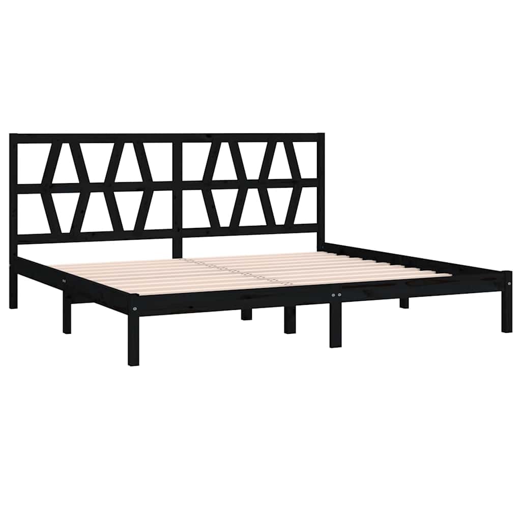 Okvir za krevet od masivne borovine crni 200 x 200 cm
