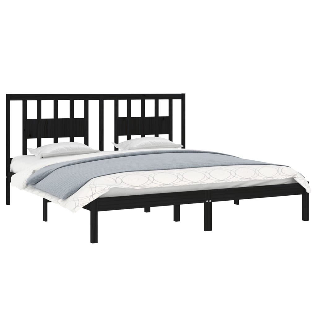 Okvir za krevet od masivne borovine crni 200 x 200 cm