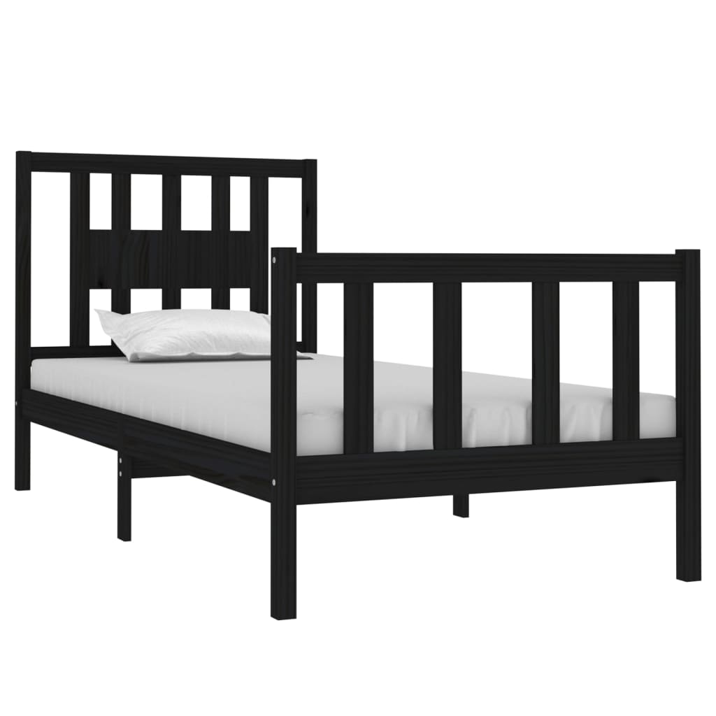 Okvir za krevet od masivnog drva crni 75 x 190 cm mali