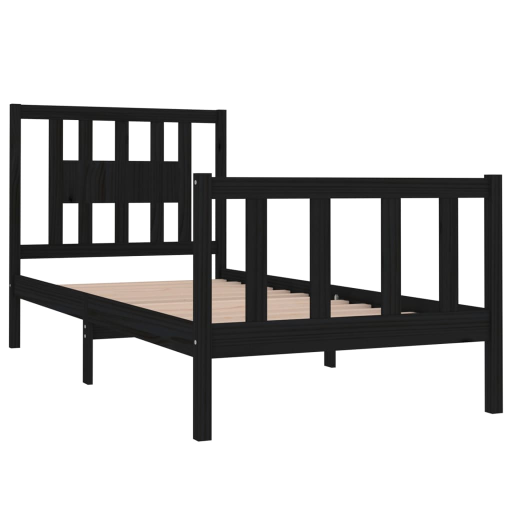 Okvir za krevet od masivnog drva crni 75 x 190 cm mali