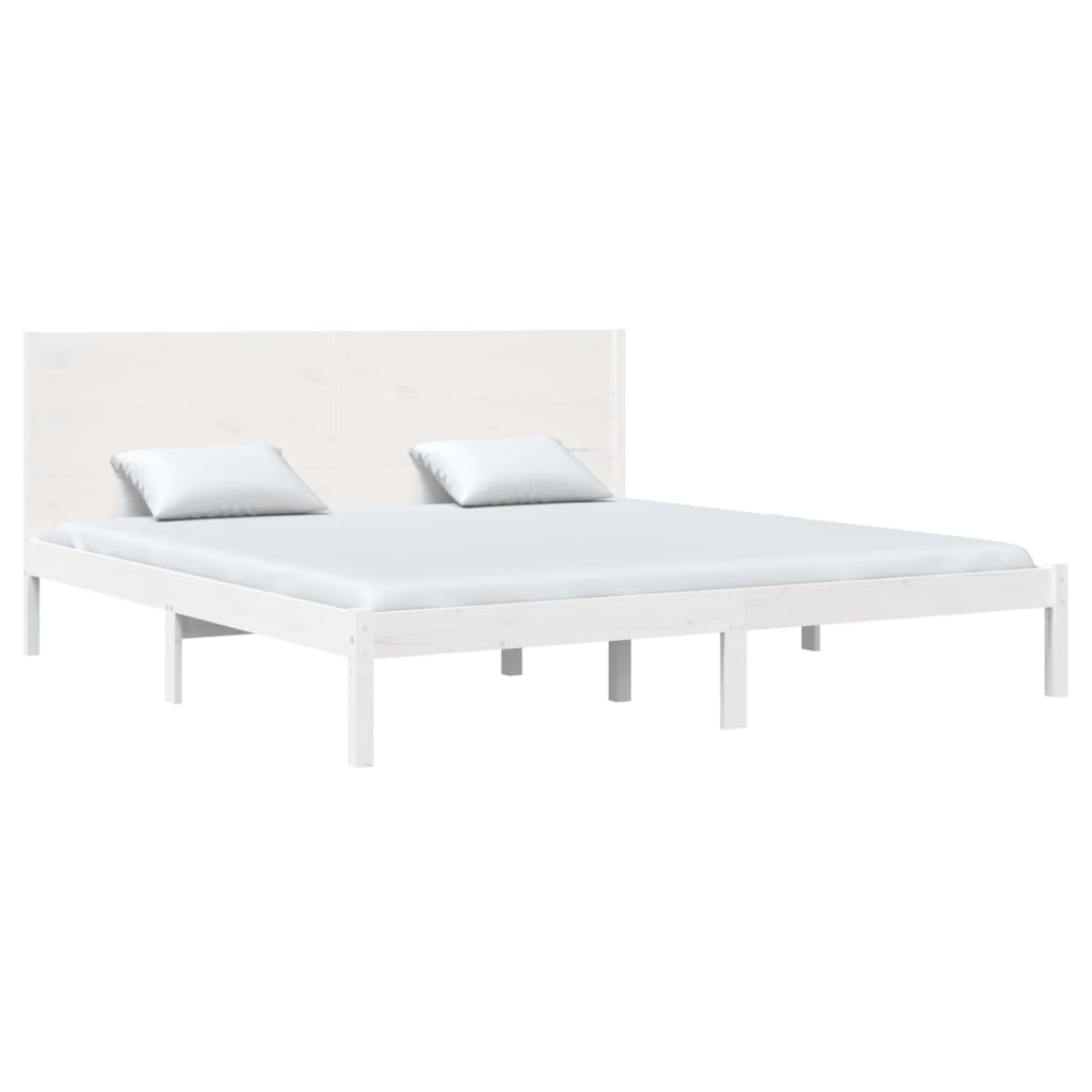 Okvir za krevet od masivnog drva bijeli 180 x 200 cm veliki