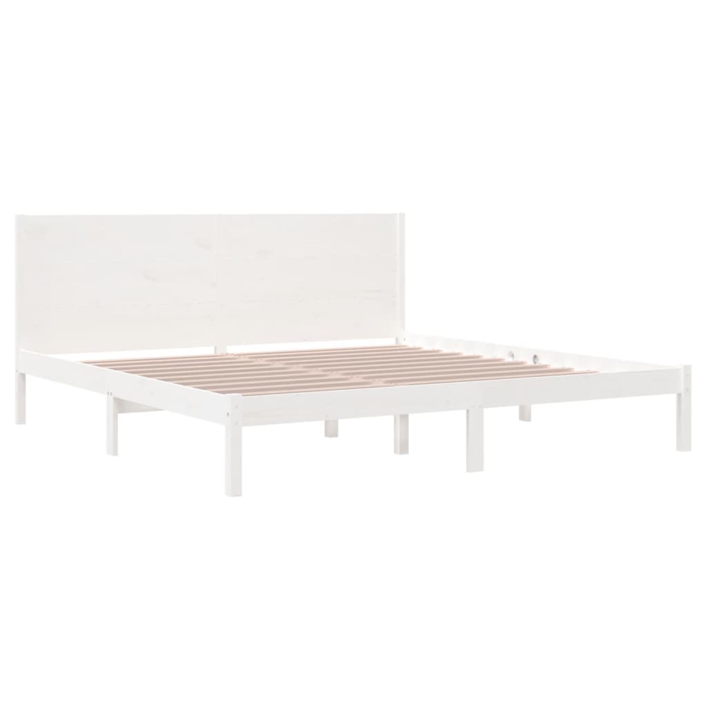 Okvir za krevet od masivnog drva bijeli 180 x 200 cm veliki