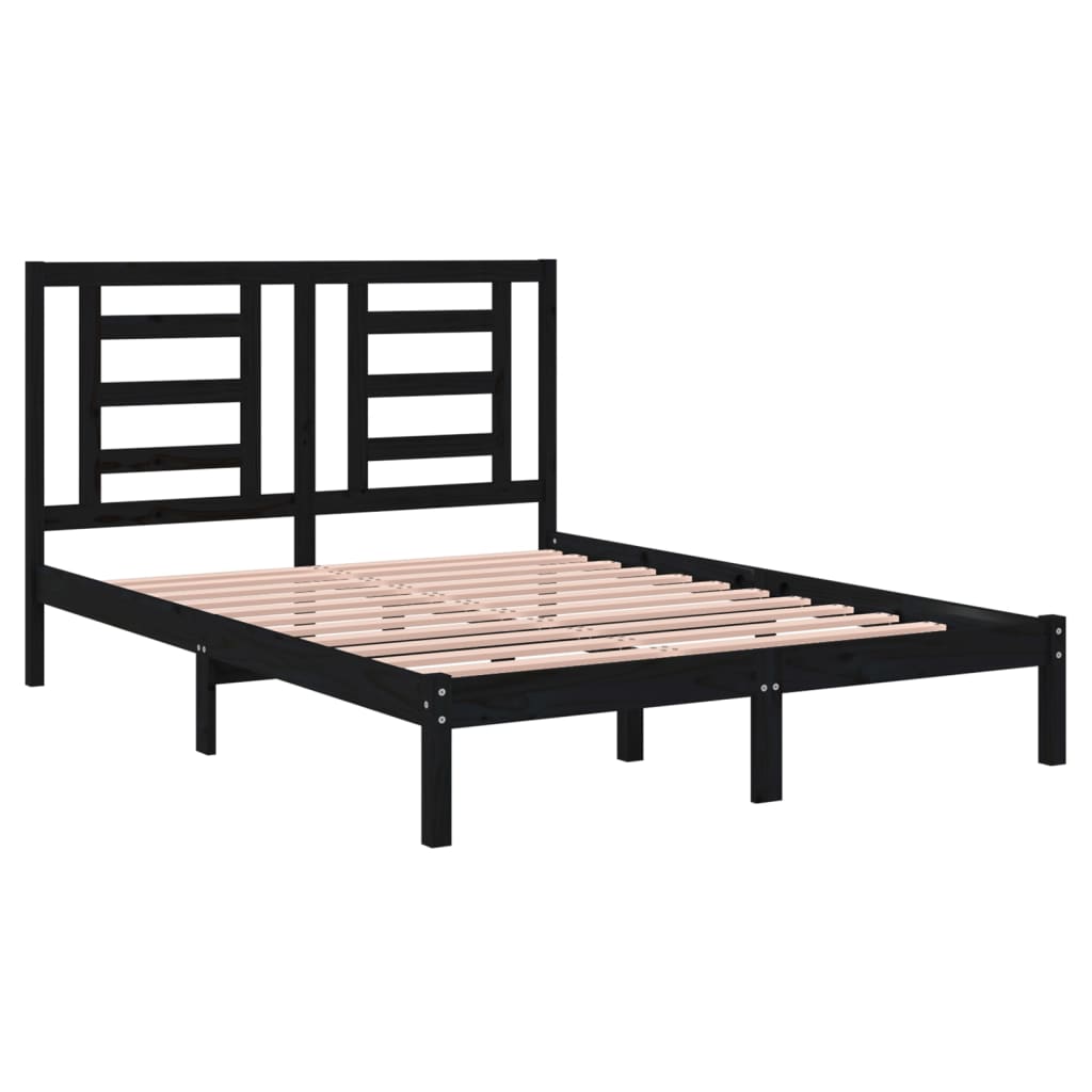Okvir za krevet od masivne borovine crni 140 x 190 cm