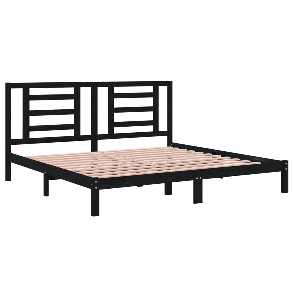 Okvir za krevet od masivne borovine crni 200 x 200 cm