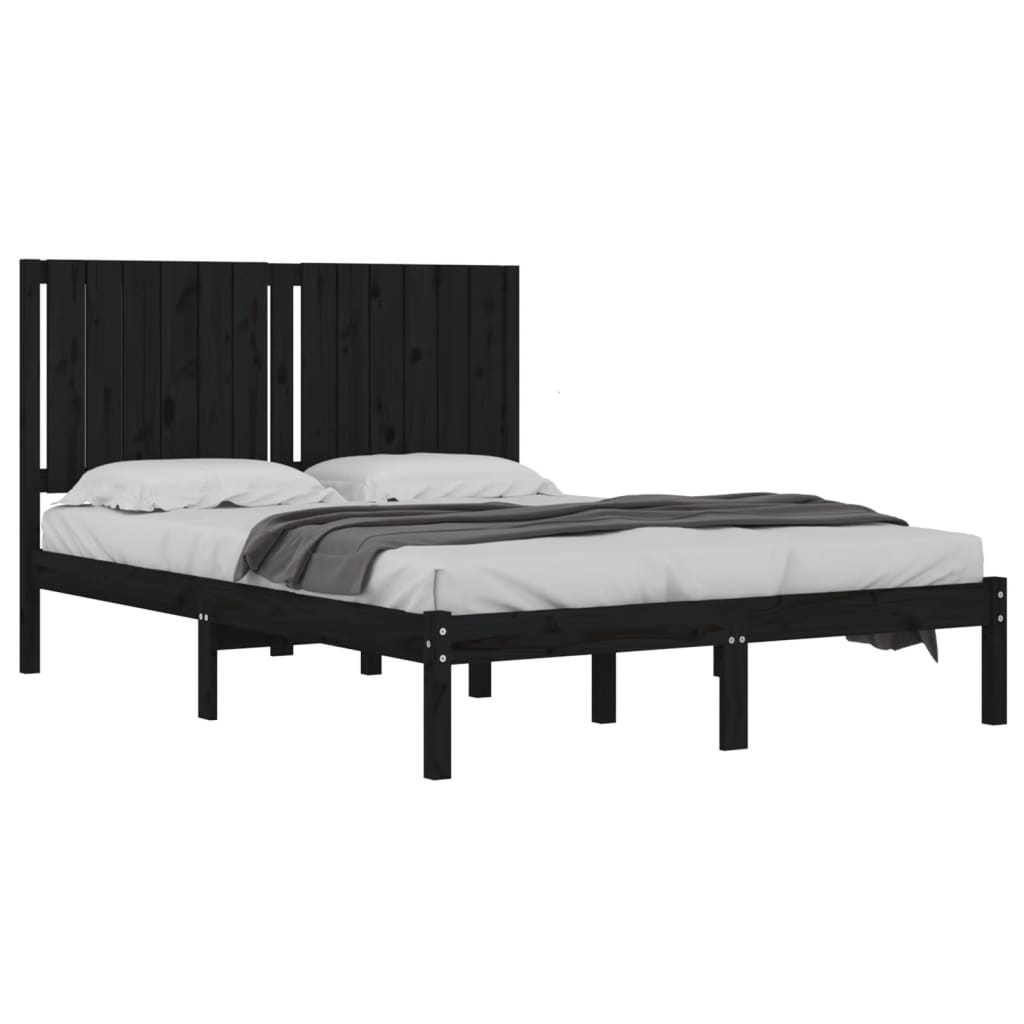 Okvir za krevet od masivne borovine crni 140 x 190 cm