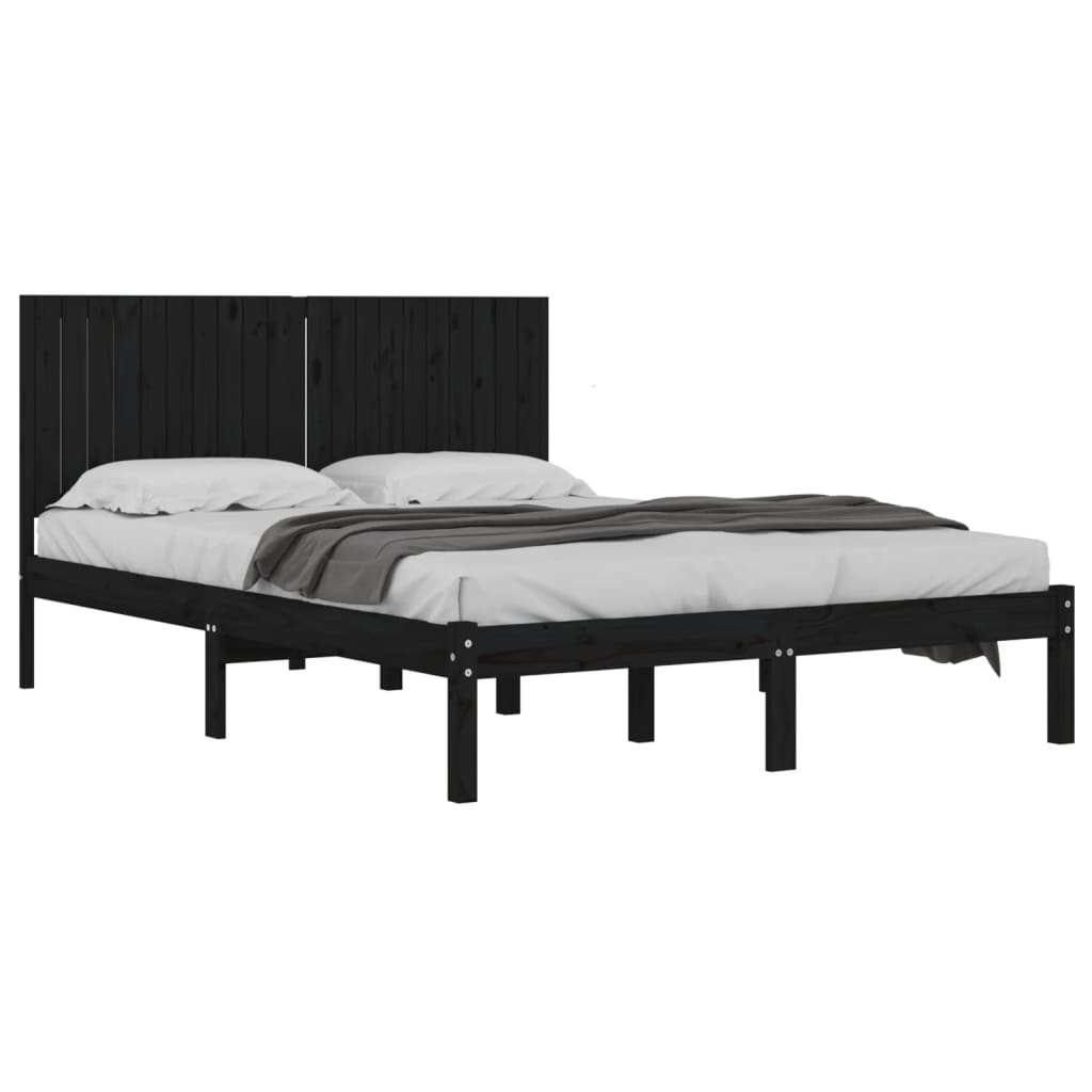 Okvir za krevet od masivne borovine crni 200 x 200 cm