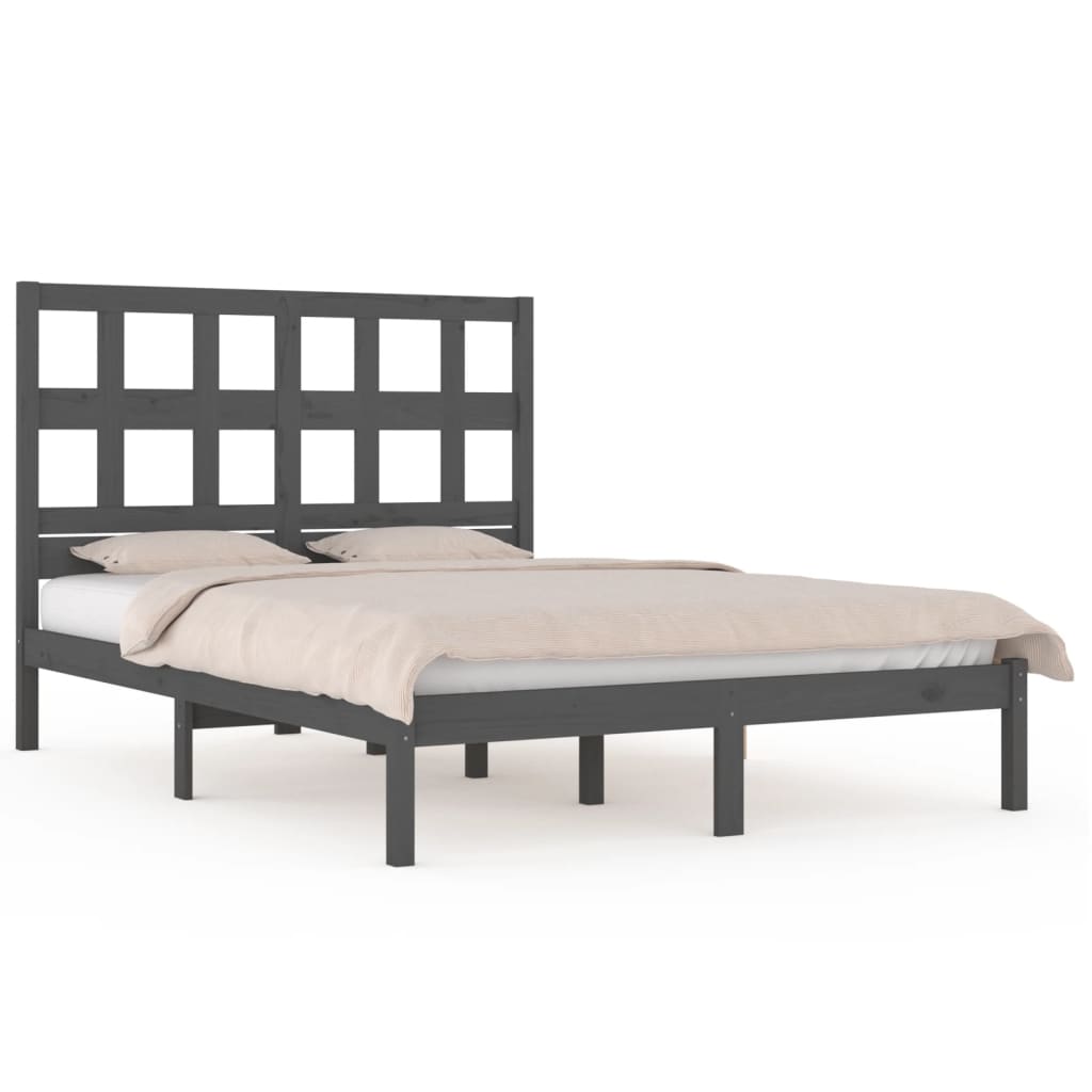 Okvir za krevet od masivne borovine sivi 200 x 200 cm