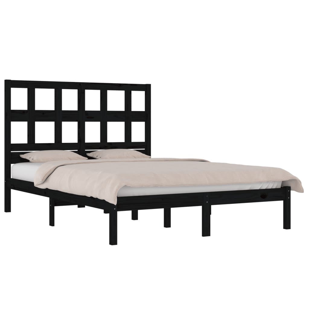 Okvir za krevet od masivne borovine crni 200 x 200 cm