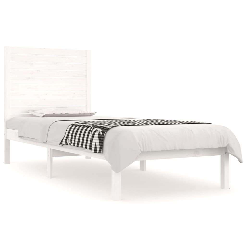 Okvir za krevet od masivnog drva bijeli 75 x 190 cm mali
