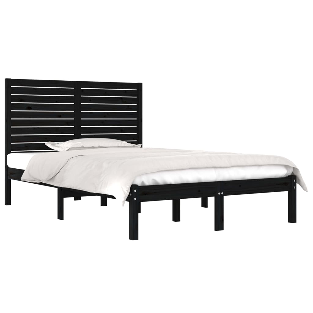 Okvir za krevet od masivnog drva crni 135 x 190 cm bračni