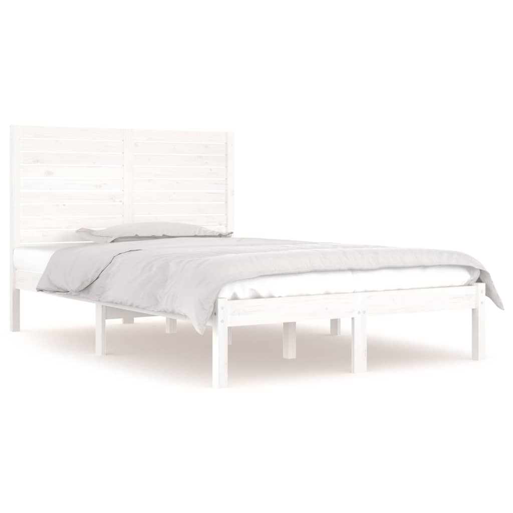 Okvir za krevet od masivne borovine bijeli 140 x 190 cm