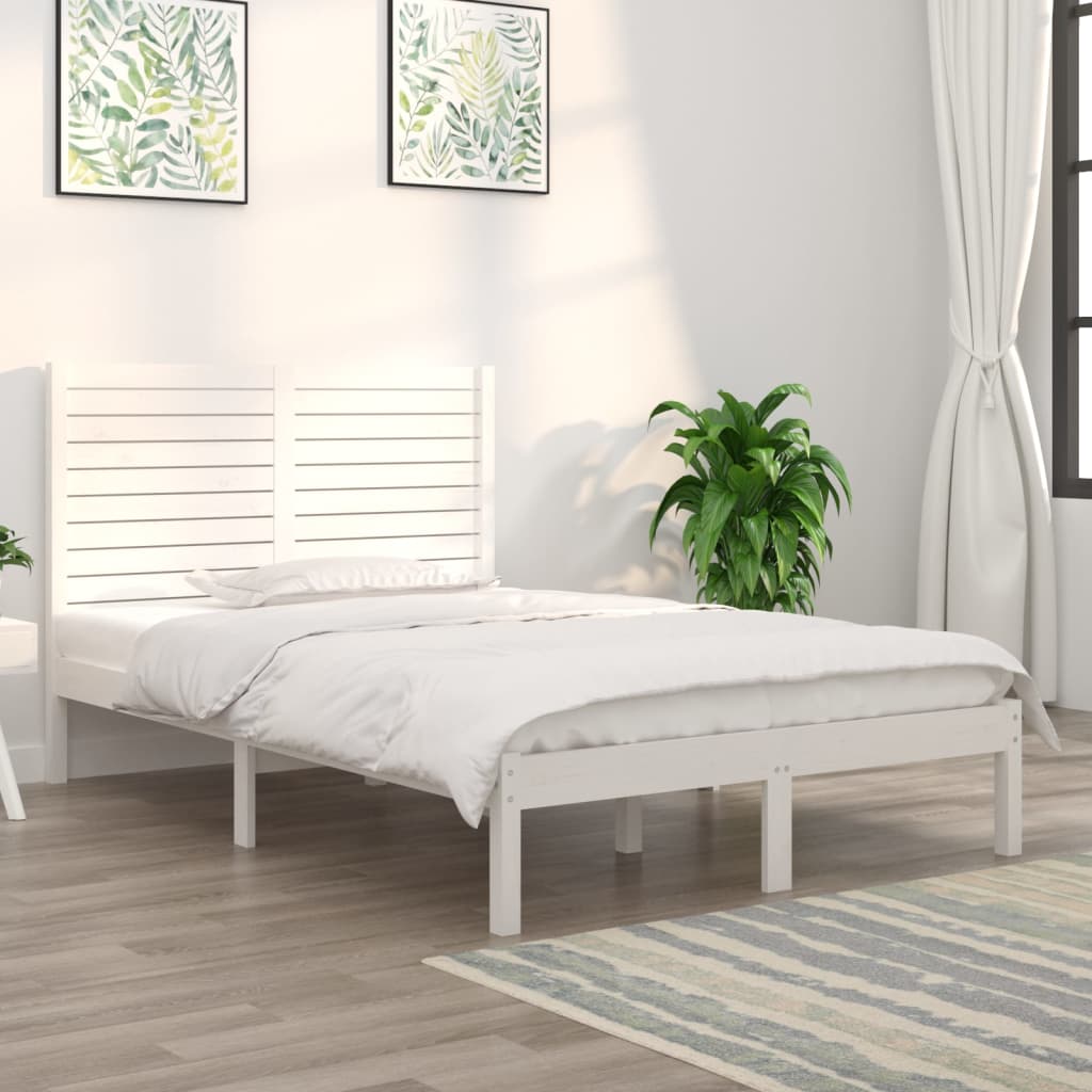 Okvir za krevet od masivne borovine bijeli 140 x 190 cm