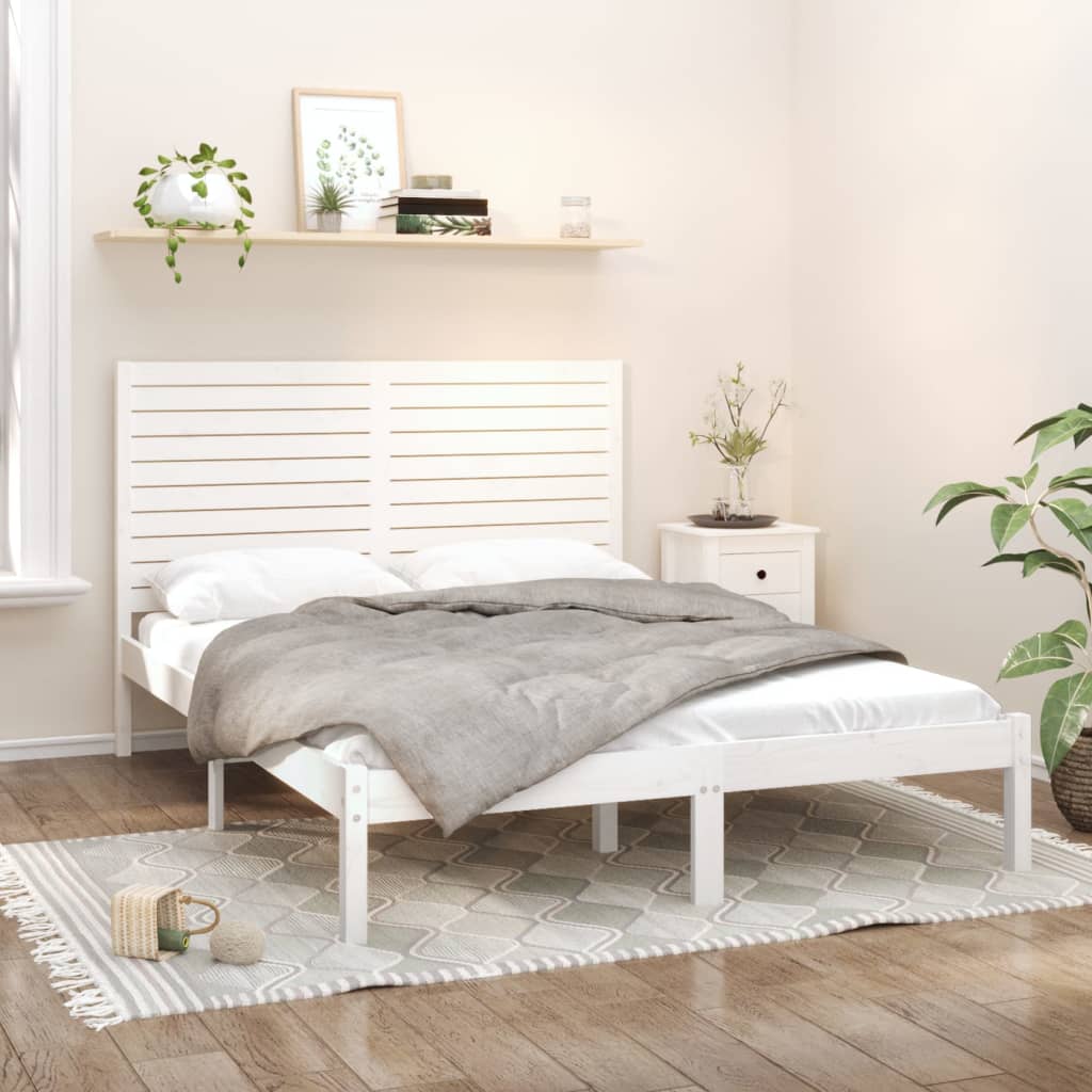 Okvir za krevet od masivne borovine bijeli 120 x 200 cm
