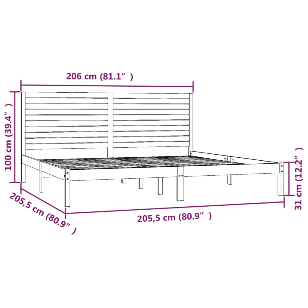 Okvir za krevet od masivnog drva 200 x 200 cm