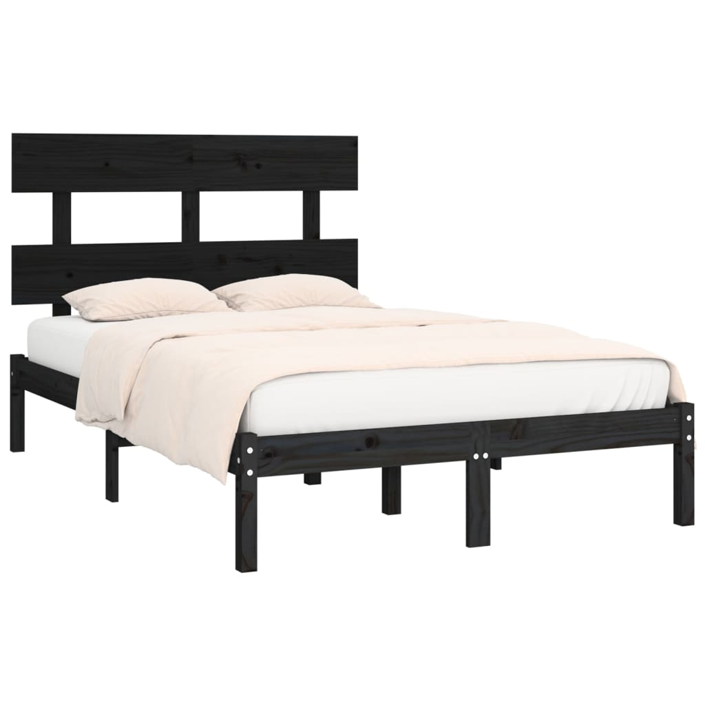 Okvir za krevet od masivnog drva crni 140 x 190 cm