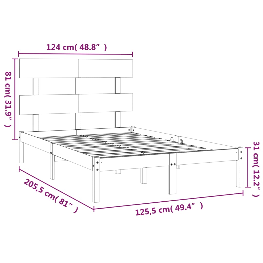 Okvir za krevet od masivnog drva 120 x 200 cm