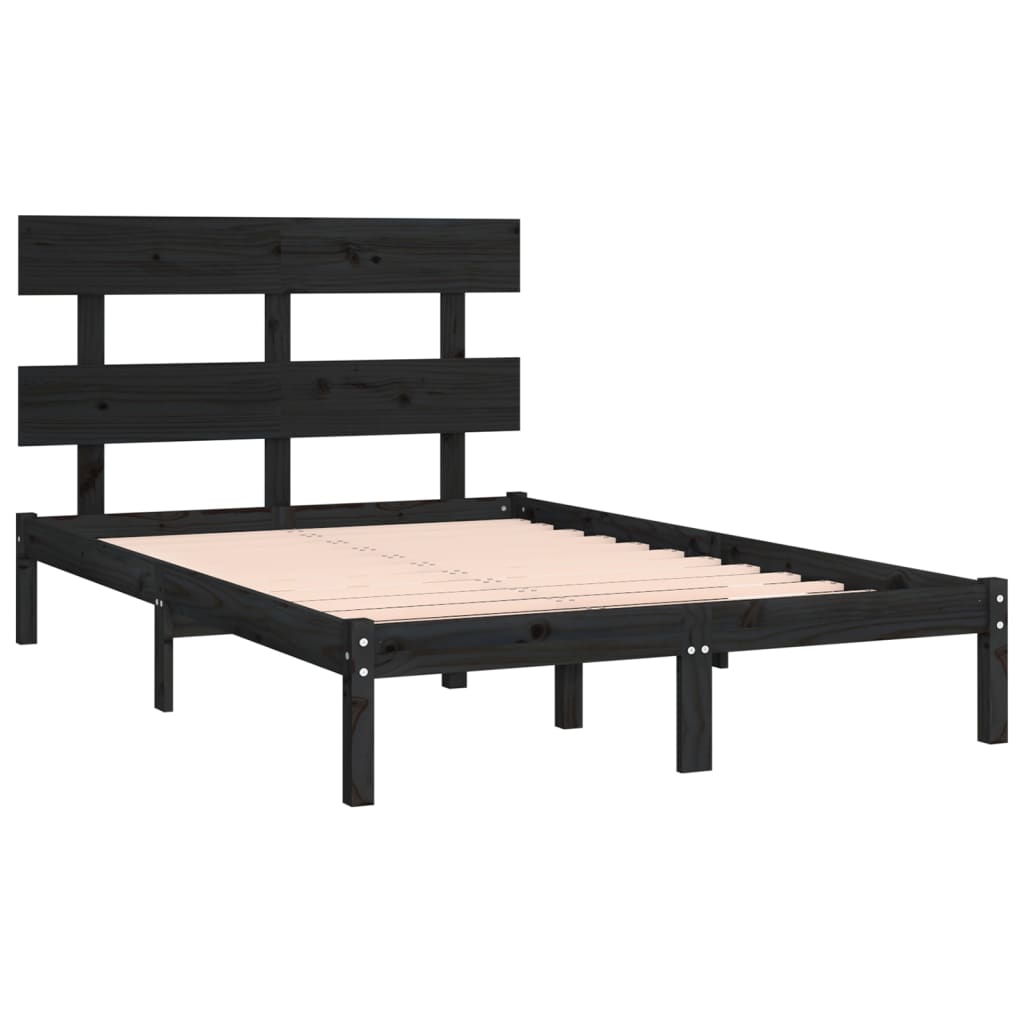 Okvir za krevet od masivne borovine crni 200 x 200 cm