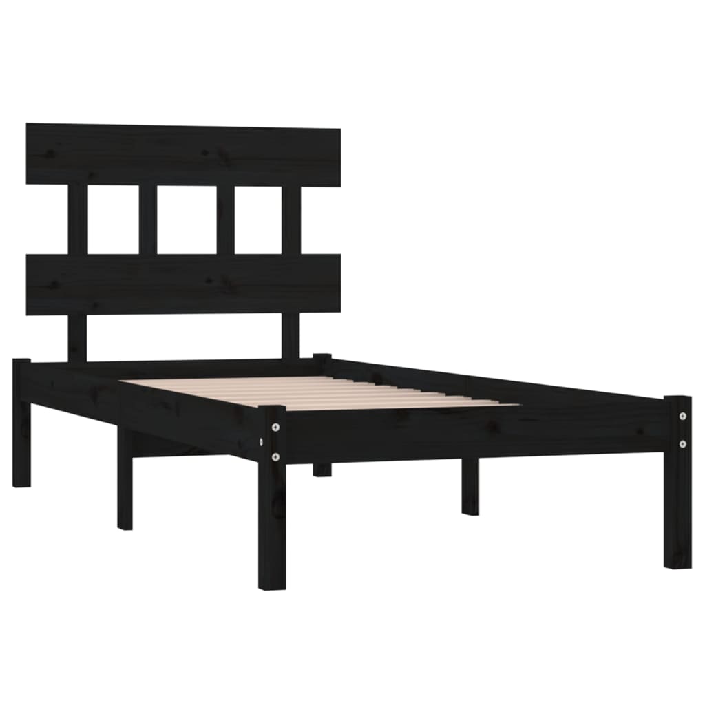 Okvir za krevet od masivnog drva crni 100 x 200 cm