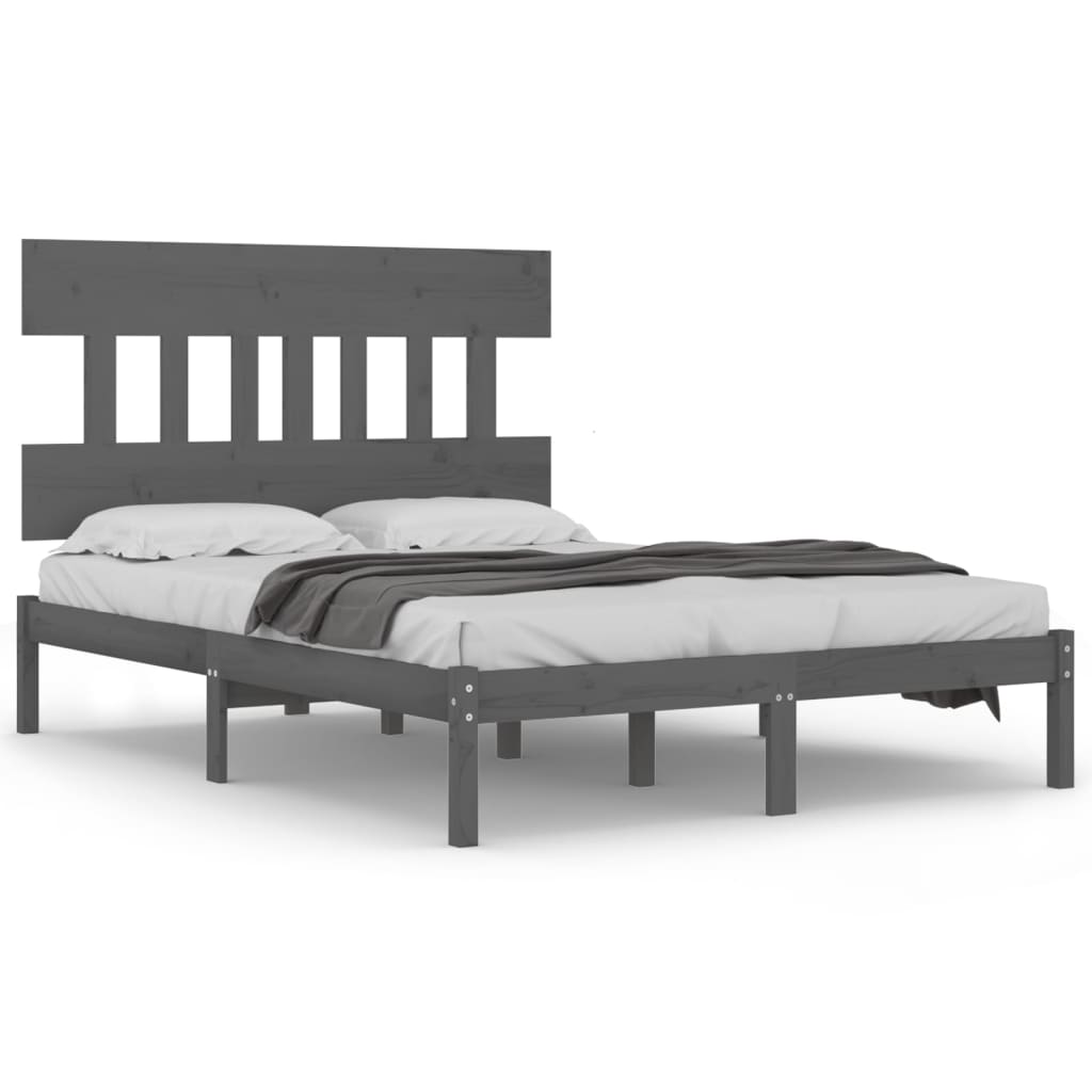 Okvir za krevet od masivne borovine sivi 200 x 200 cm