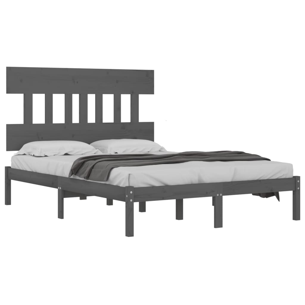 Okvir za krevet od masivne borovine sivi 200 x 200 cm