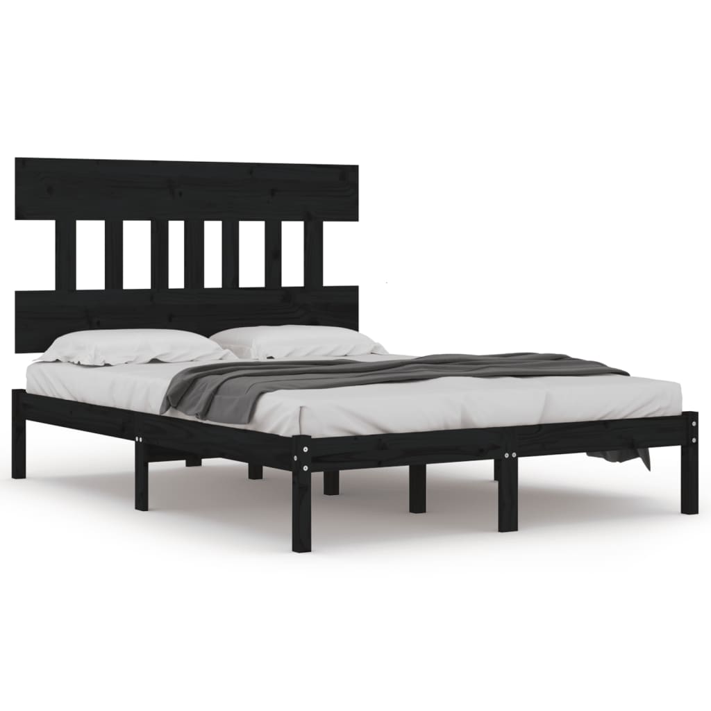 Okvir za krevet od masivne borovine crni 200 x 200 cm