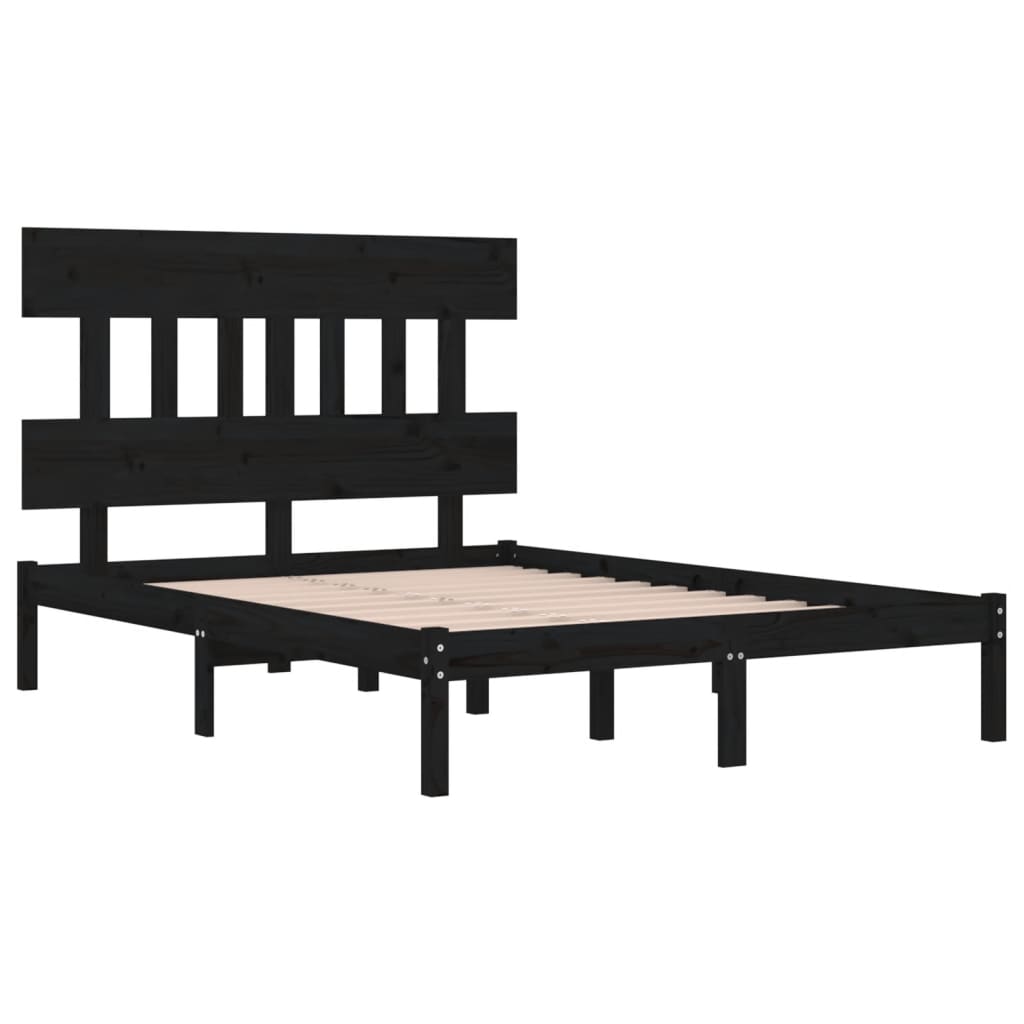Okvir za krevet od masivne borovine crni 200 x 200 cm