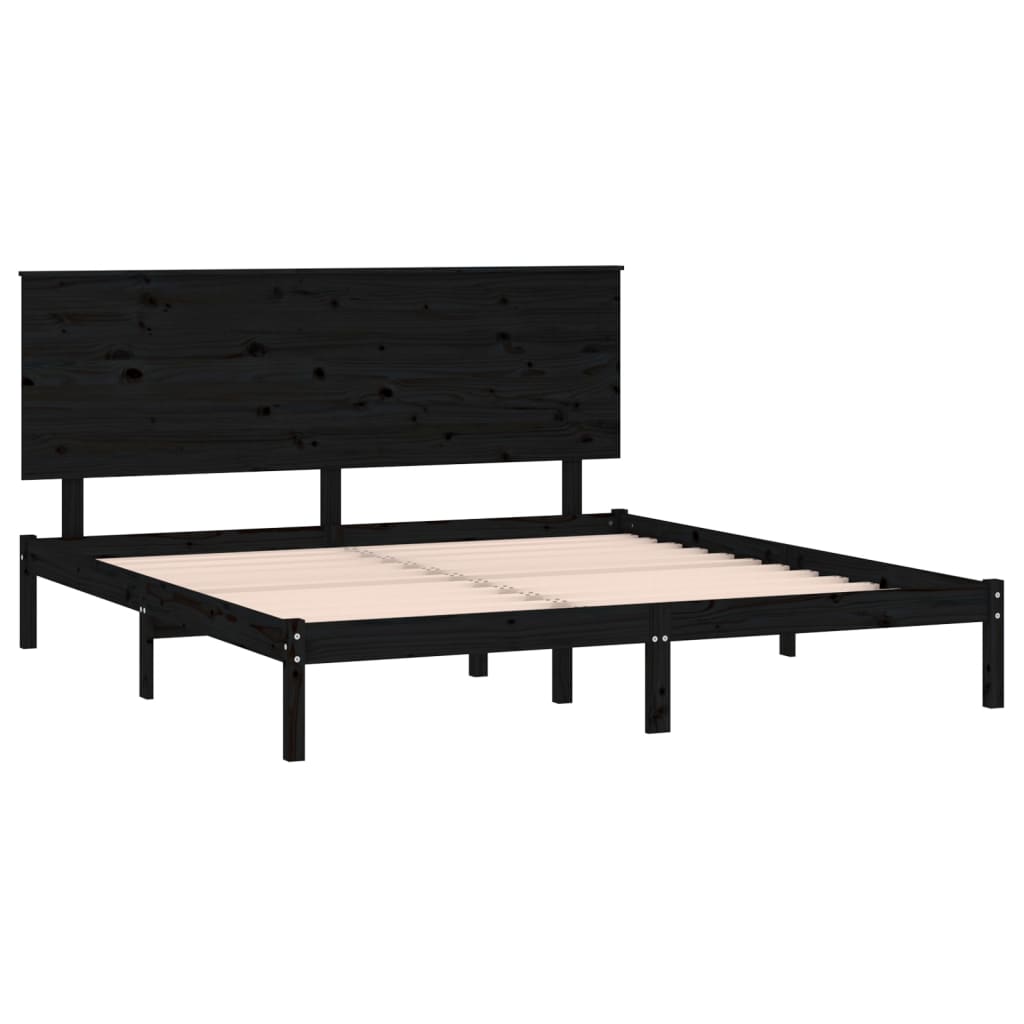 Okvir za krevet od masivne borovine crni 200 x 200 cm