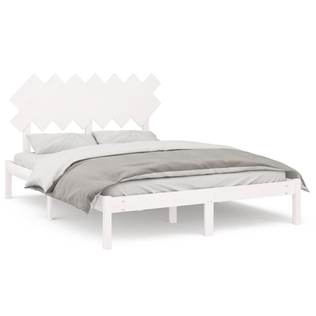 Okvir za krevet bijela 140x190 cm od masivnog drva