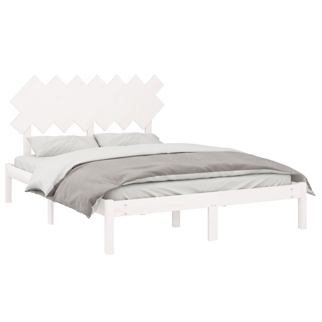 Okvir za krevet bijela 140x190 cm od masivnog drva