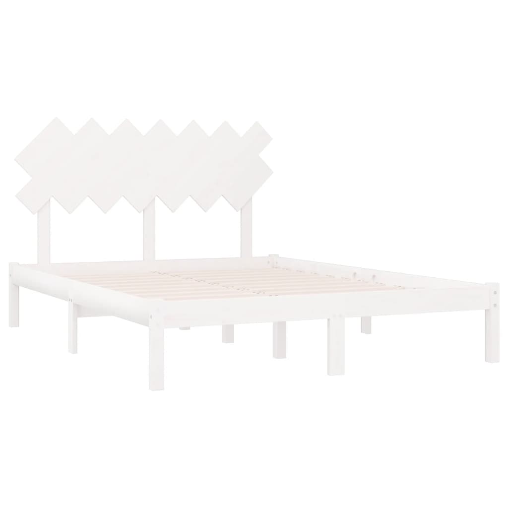 Okvir za krevet bijela 140x190 cm od masivnog drva