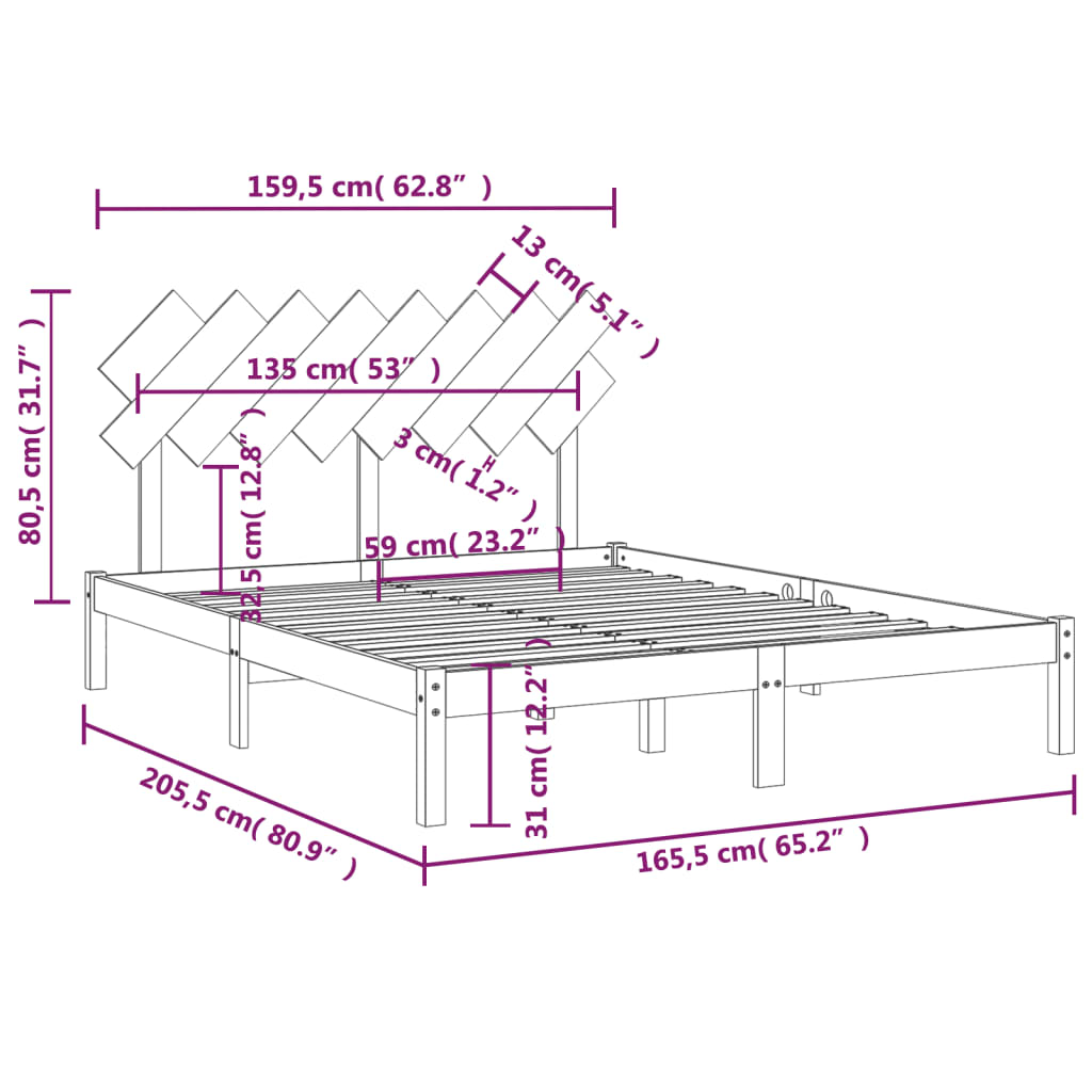 Okvir za krevet 160x200 cm od masivne borovine
