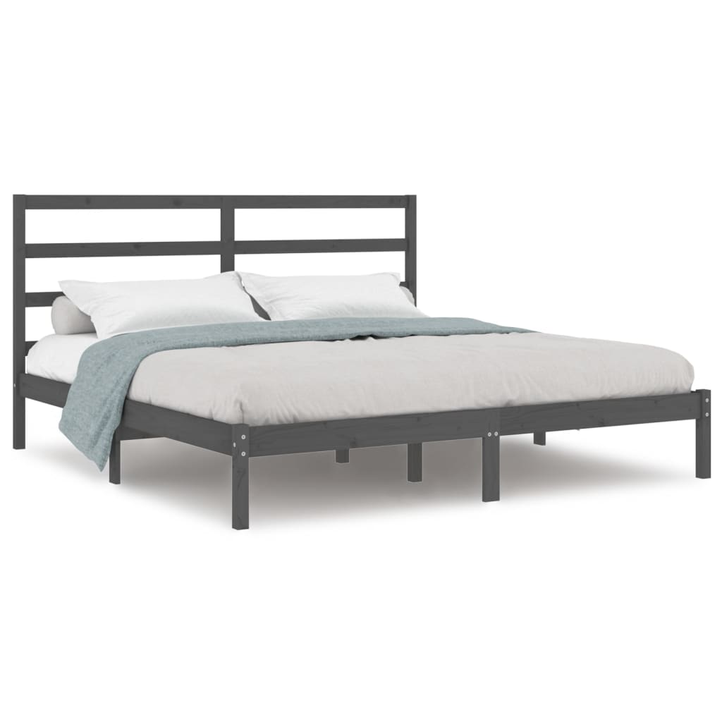 Okvir za krevet od masivne borovine sivi 200 x 200 cm