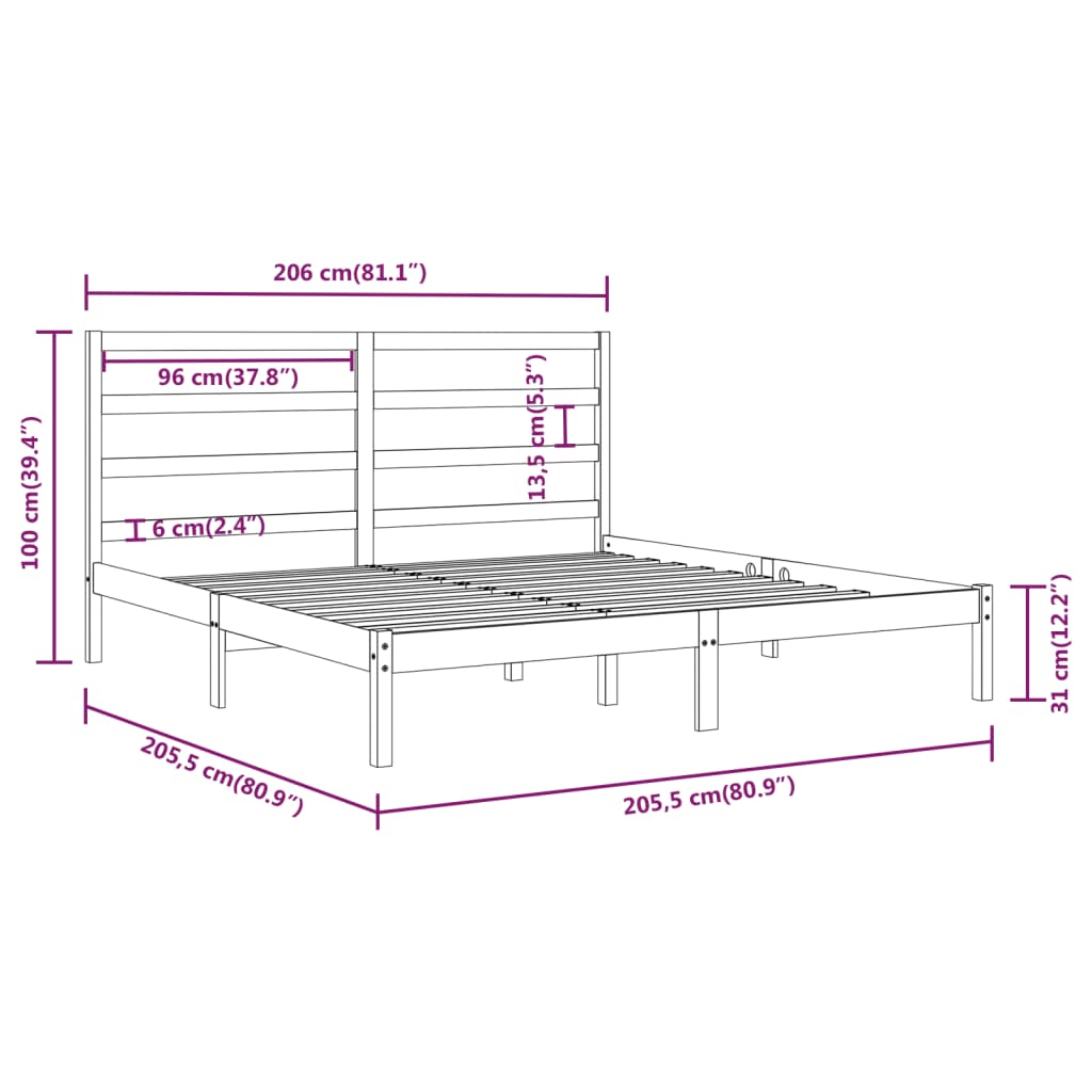 Okvir za krevet od masivne borovine boja meda 200 x 200 cm