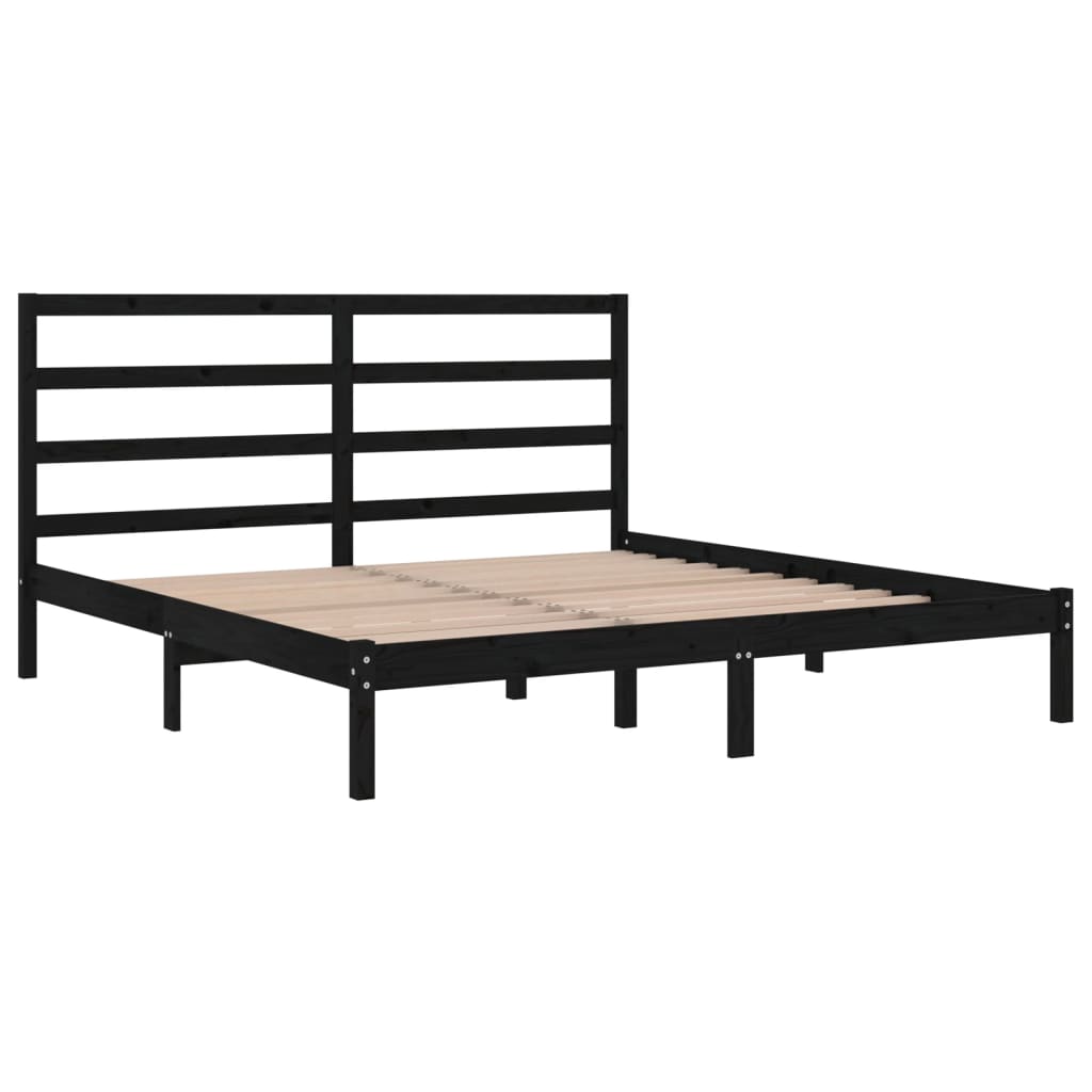 Okvir za krevet od masivne borovine crni 200 x 200 cm