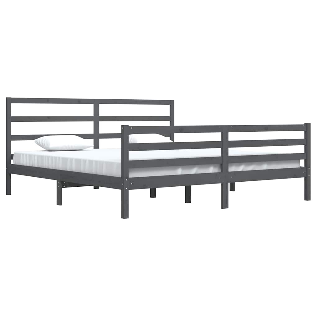 Okvir za krevet od masivne borovine sivi 200 x 200 cm