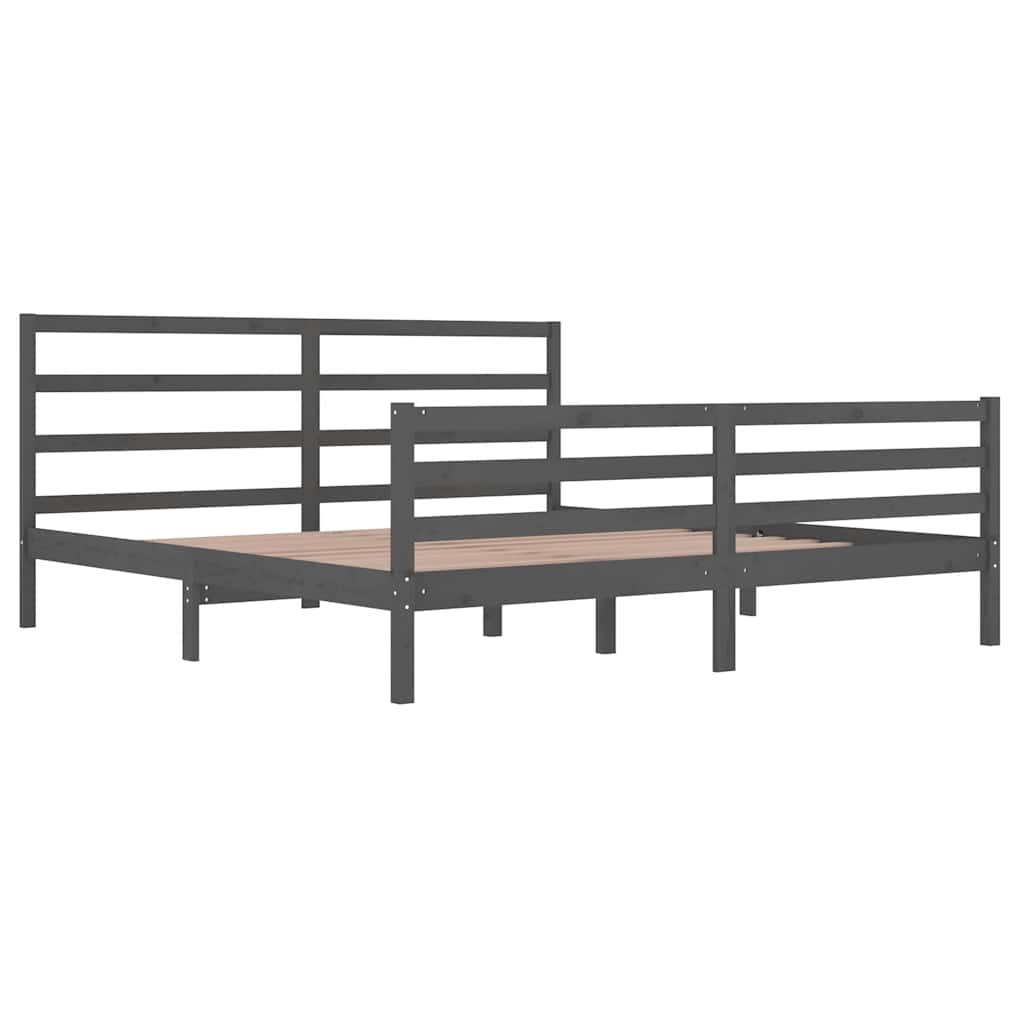 Okvir za krevet od masivne borovine sivi 200 x 200 cm
