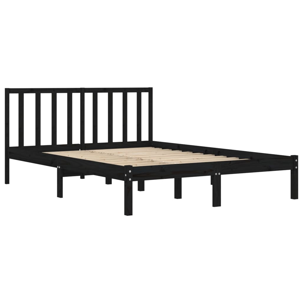 Okvir za krevet od masivne borovine crni 140 x 190 cm