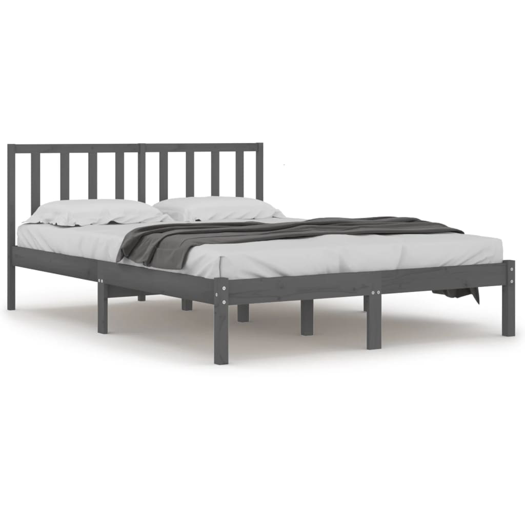 Okvir za krevet od masivne borovine sivi 200 x 200 cm