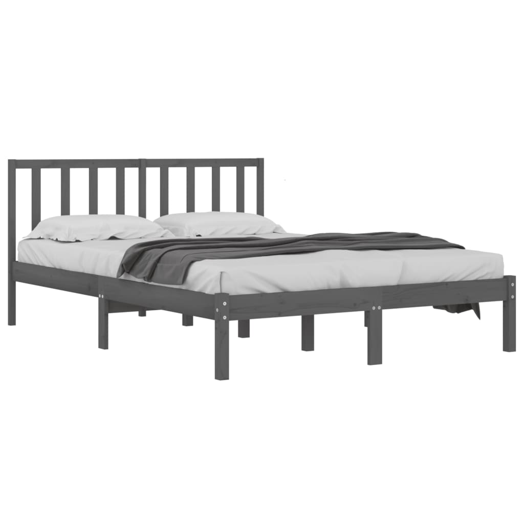 Okvir za krevet od masivne borovine sivi 200 x 200 cm