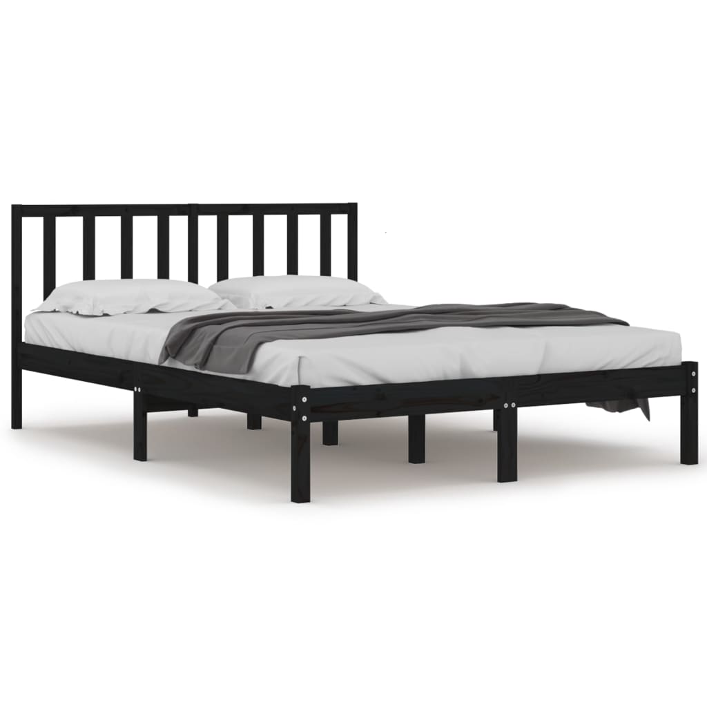 Okvir za krevet od masivne borovine crni 200 x 200 cm