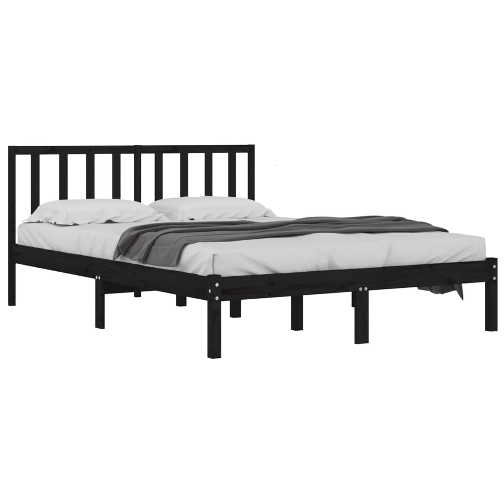 Okvir za krevet od masivne borovine crni 200 x 200 cm