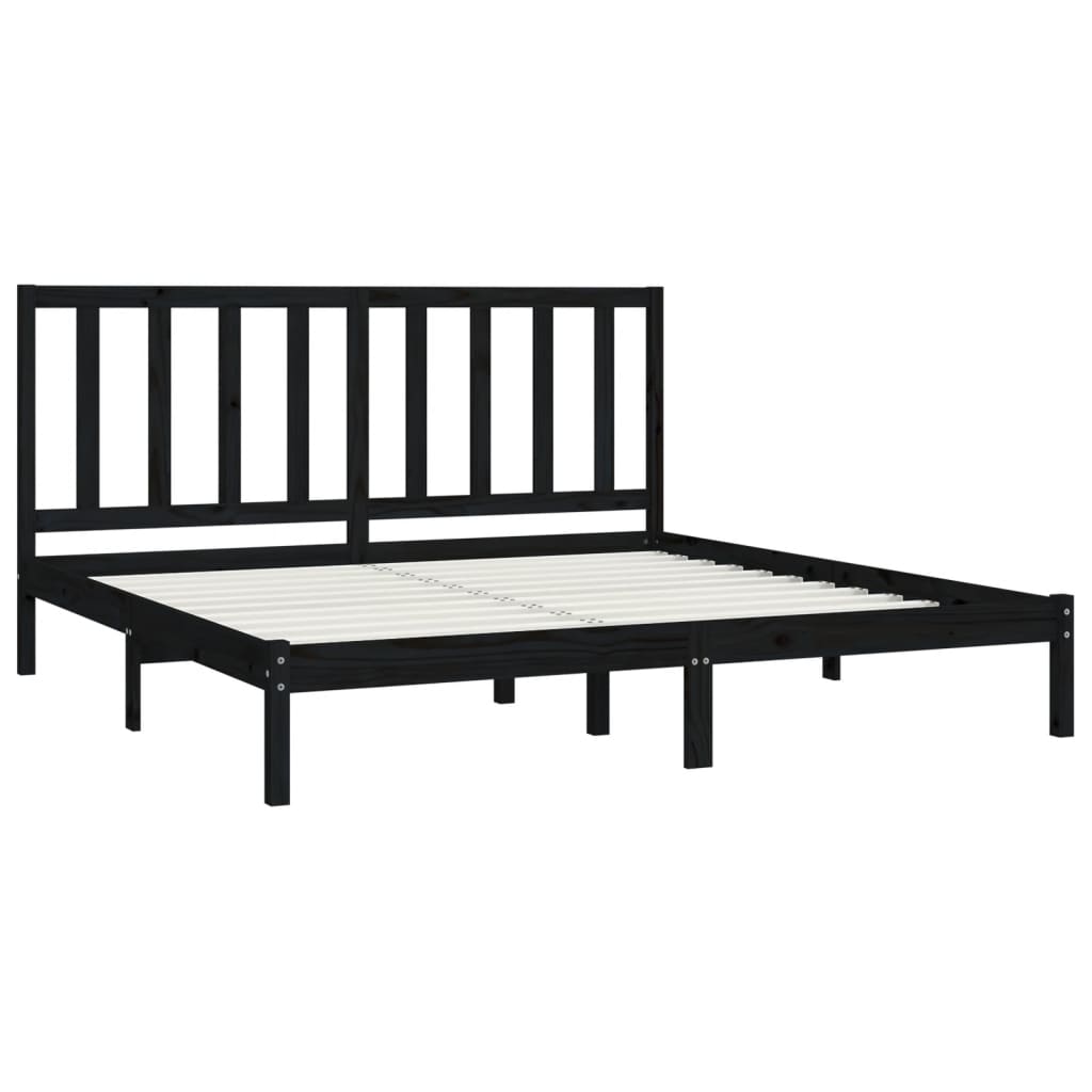 Okvir za krevet od masivne borovine crni 200 x 200 cm