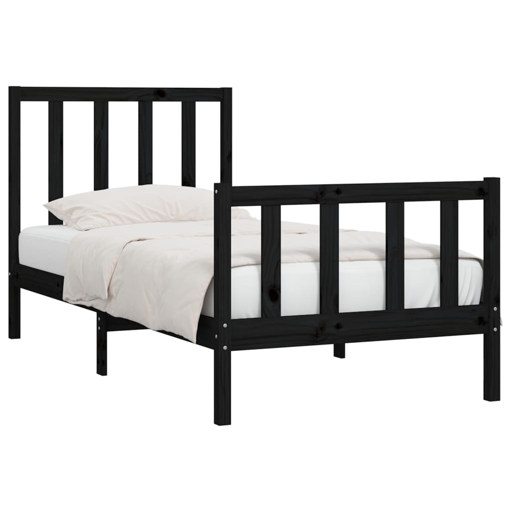 Okvir za krevet od masivnog drva crni 75 x 190 cm mali