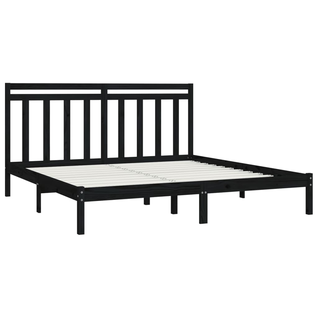 Okvir za krevet od masivne borovine crni 200 x 200 cm