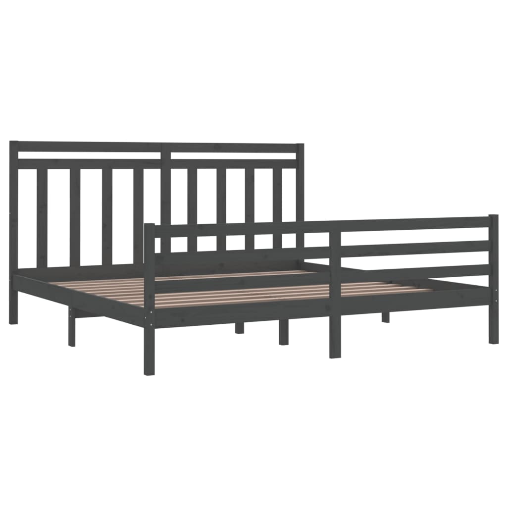 Okvir za krevet od masivnog drva sivi 200 x 200 cm