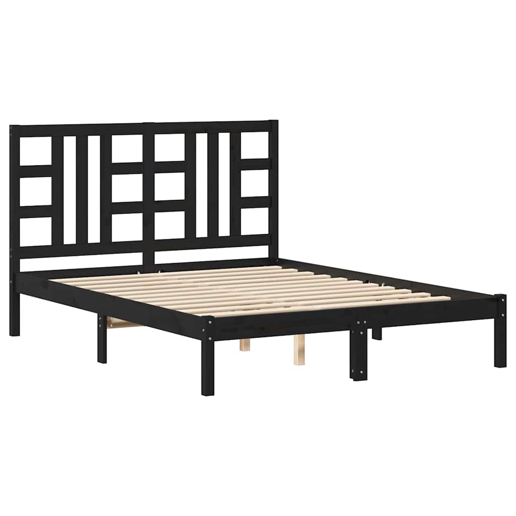 Okvir za krevet od masivnog drva crni 140 x 190 cm